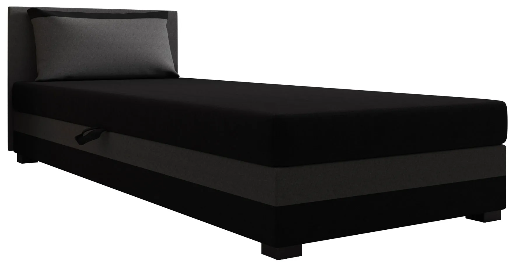 Tapczan pojedynczy z pojemnikiem czarny +ciemny szary F7-F55