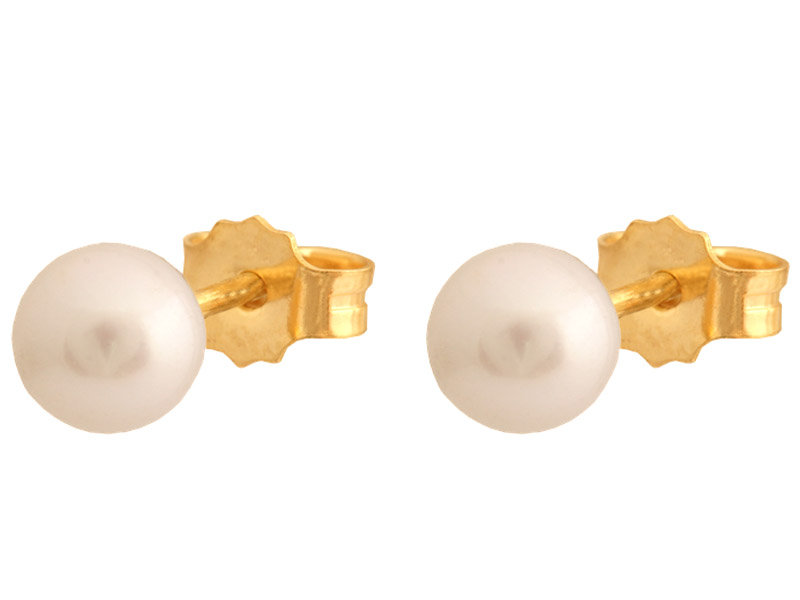 ZŁOTE KOLCZYKI 585 Z PERŁĄ OKRĄGŁE PERŁY NA PREZENT