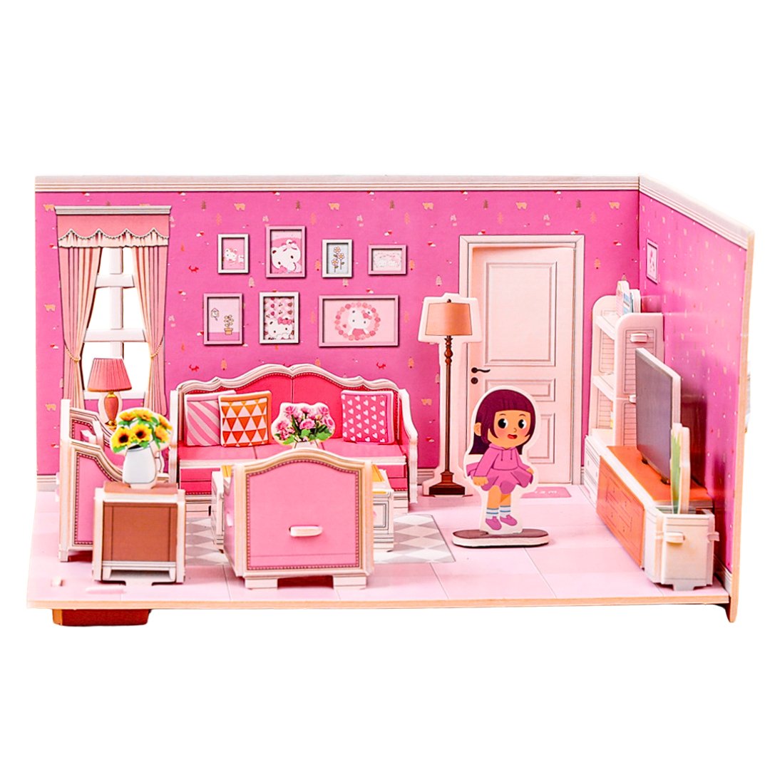 Puzzle 3D Salon Kreatywna Układanka DIY Zabawka dla Dziewczynki Kuchnia