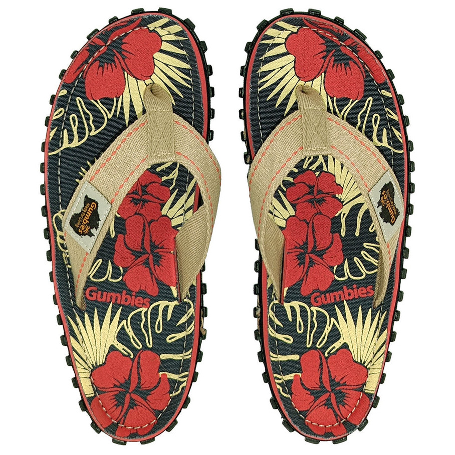 Japonki damskie Gumbies Islander Denim Hibiscus Rozmiar butów (UE): 39 / Kolor: niebieski/czerwony