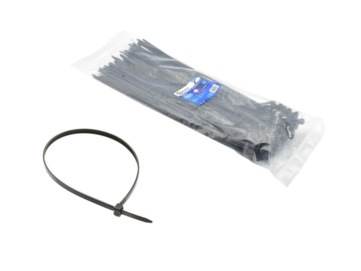 opaski zaciskowe nylonowe czarne 200x3.6mm UV 100szt.