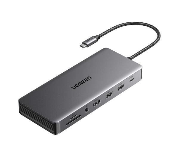 UGREEN CM681 4x USB 2x HDMI DisplayPort RJ45 SD/TF AUX PD 100W Szary