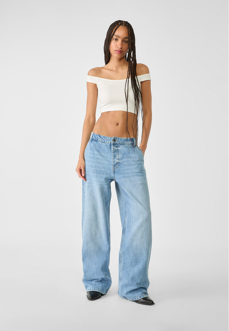 Stradivarius Luźne jeansy baggy  Denim 32