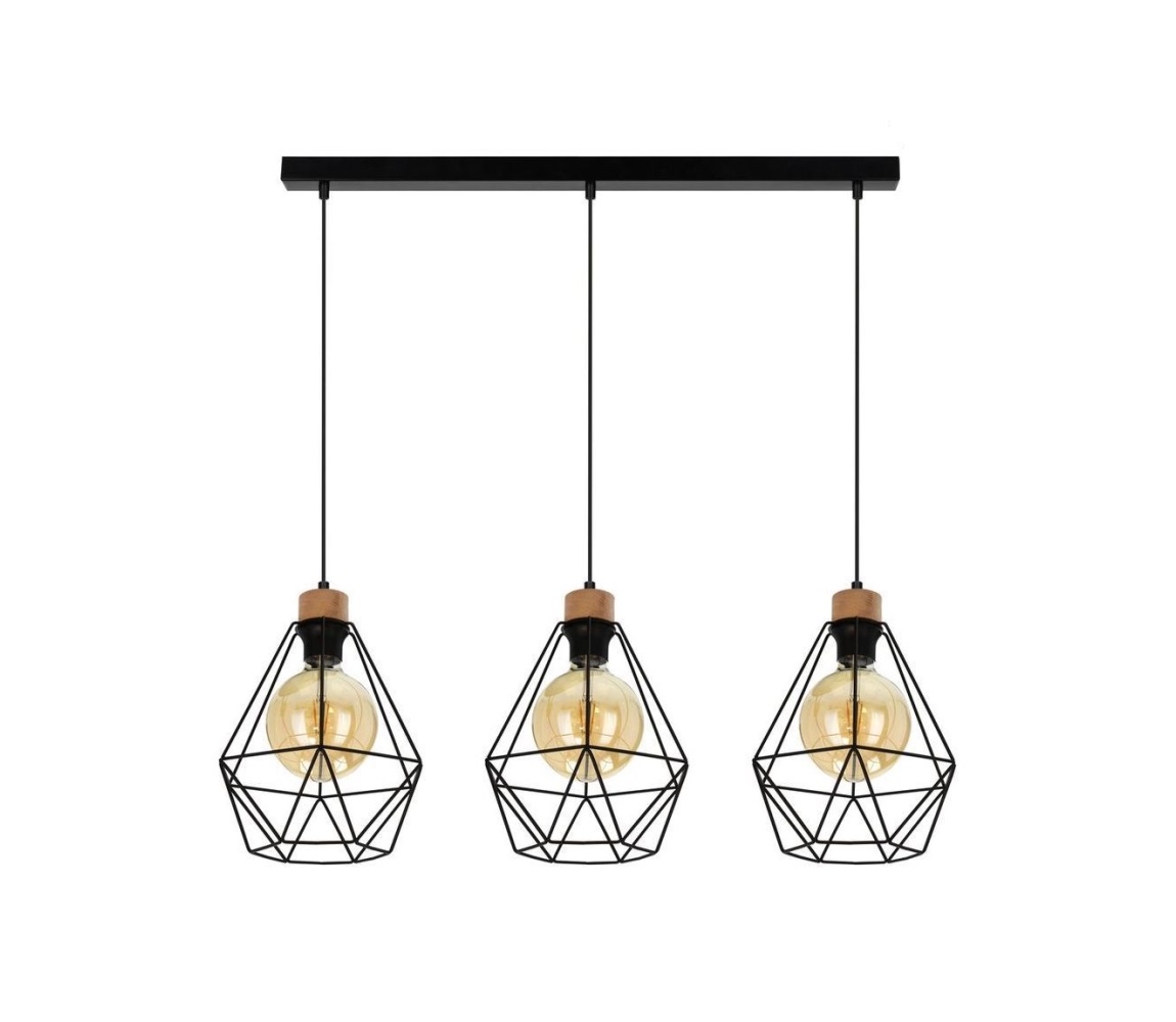 Spot-Light 21822304-Żyrandol na lince DIAMENT 3xE27/60W/230V dub– FSC certyfikowano