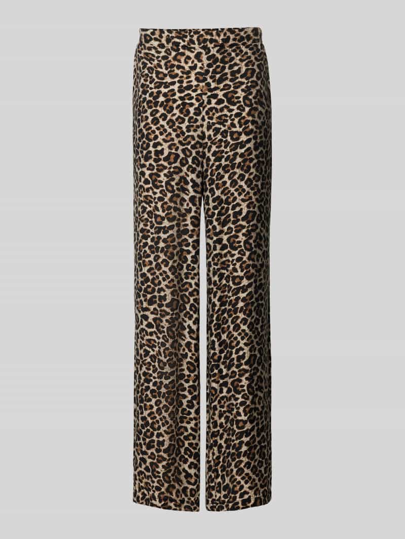 Spodnie materiałowe z szeroką nogawką i elastycznym pasem model ‘HINVA’