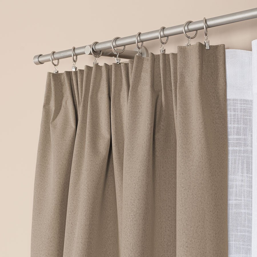 TD0022/ZGT/005 Gotowa zasłona do salonu 100% zaciemniająca na taśmie, kolor beżowy, rozmiar 140x250 cm, BLACKOUT