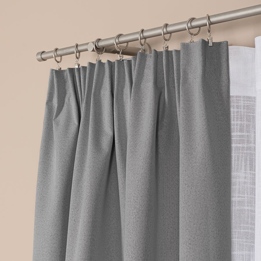 Zasłona do salonu 100% zaciemniająca na taśmie, kolor ciemny szary rozmiar 140x250 cm, BLACKOUT