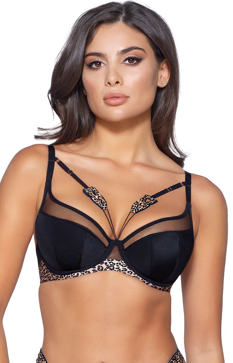 NOVIKA biustonosz push-up Zoelle N 01, Kolor czarny-panterka, Rozmiar 65E, Ava - Primodo.com