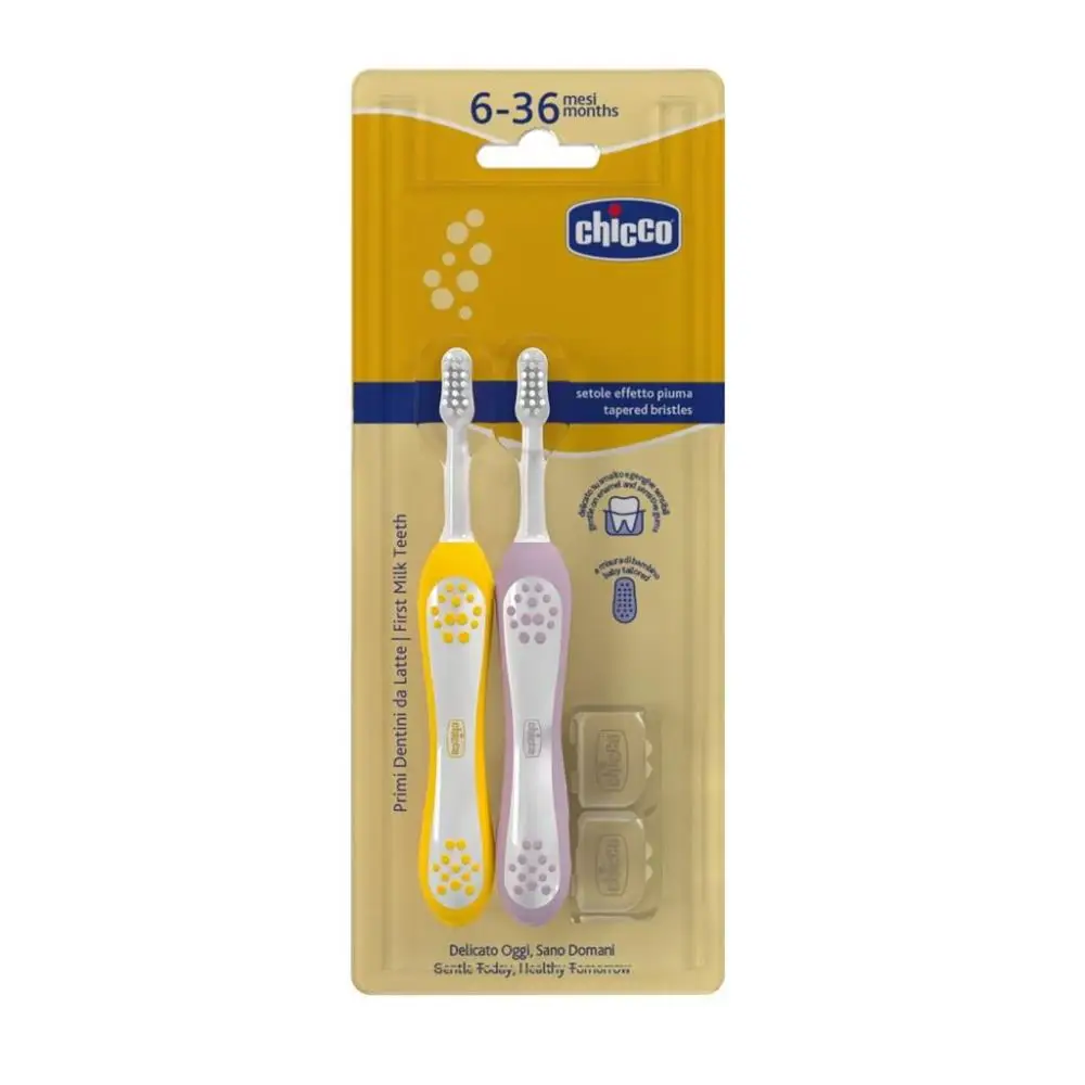 Szczoteczki do zębów lila/musztardowy 6-36m 2szt - Chicco