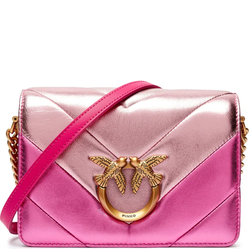 Pinko Skórzana torebka na ramię LOVE CLICK MINI BIG CHEVRON