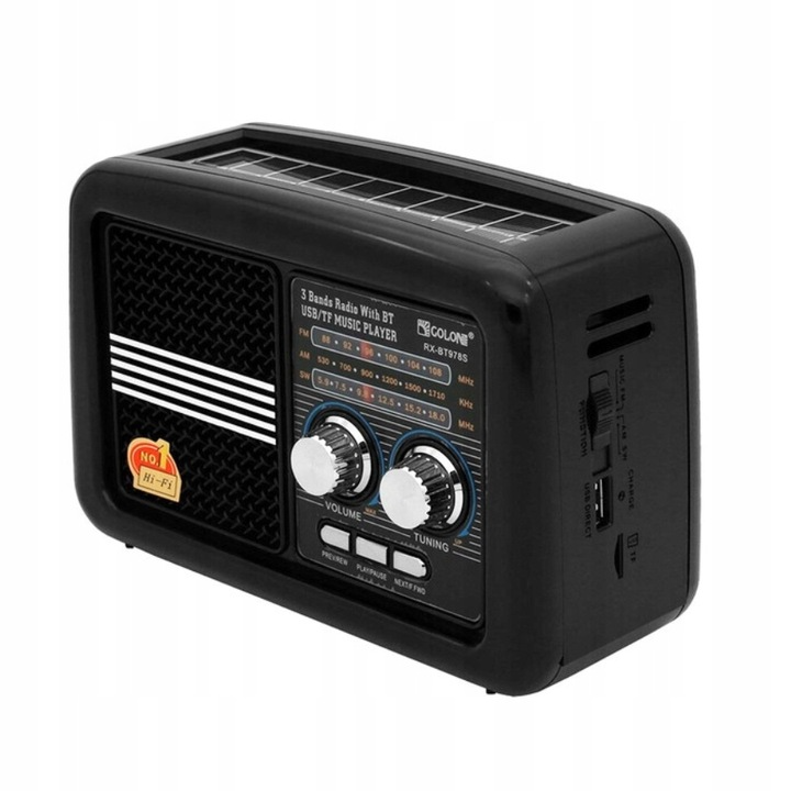 RADIO COLON kuchenne turystyczne przenośne solarne USB retro RX-BT978S czarne