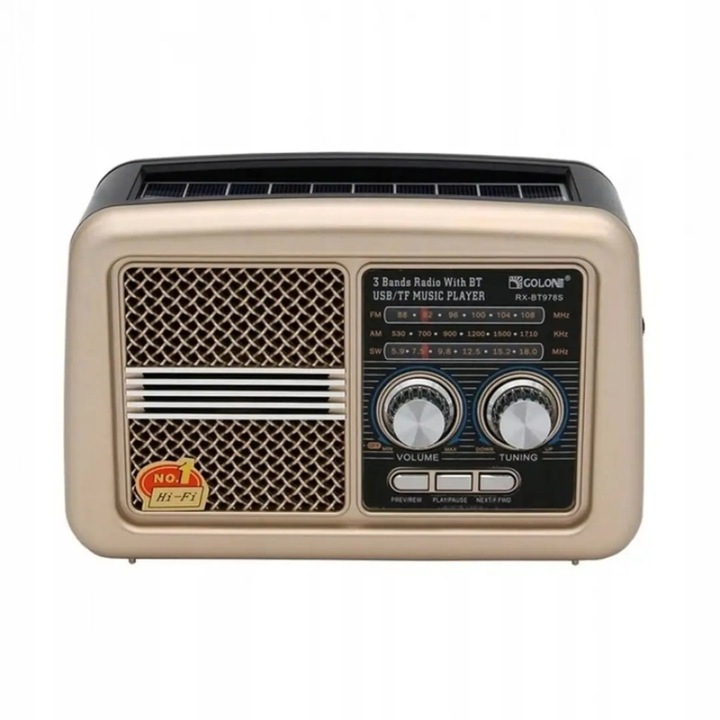 RADIO COLON kuchenne turystyczne przenośne solarne USB retro RX-BT978S beżowe
