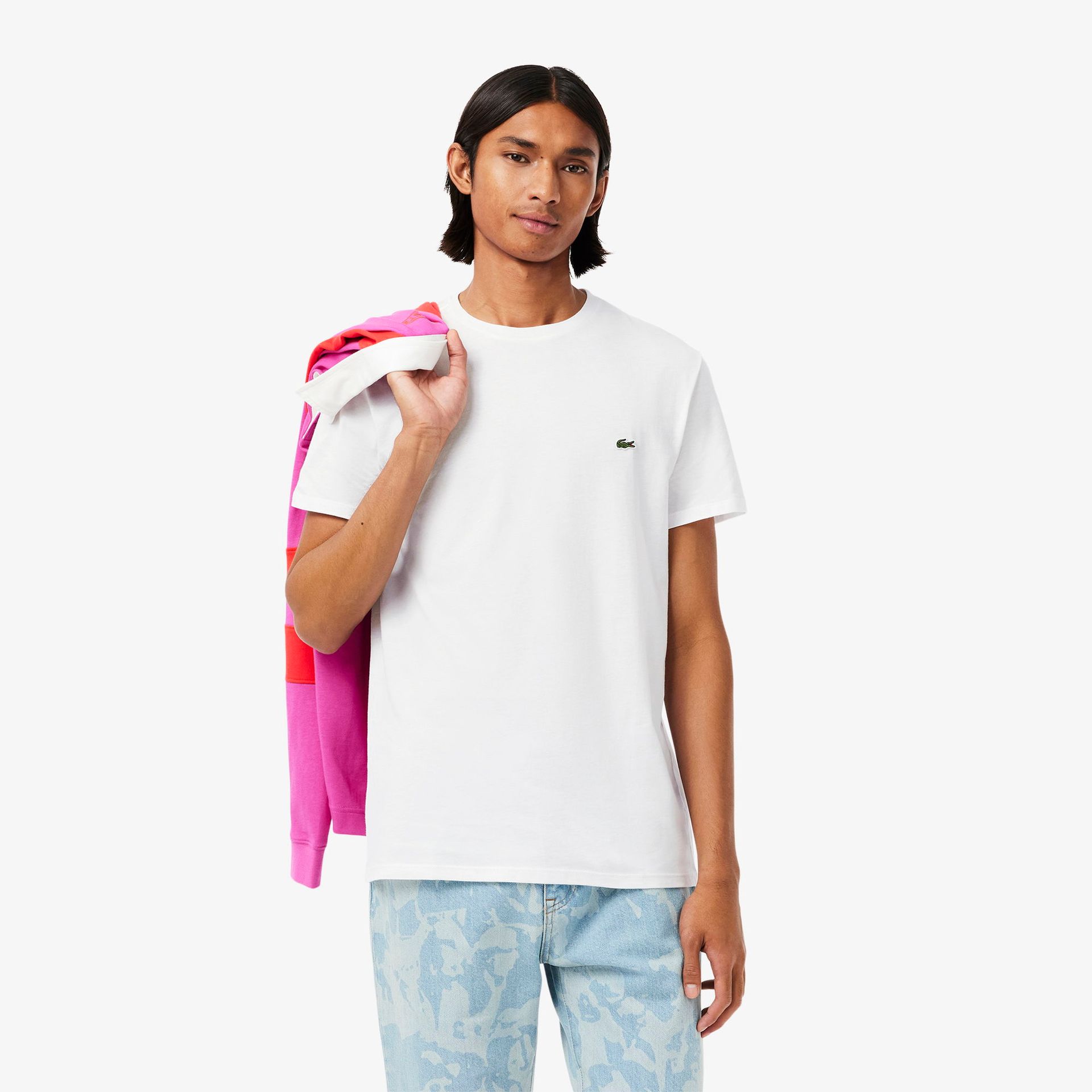 Lacoste Męski T-Shirt Z Okrągłym Dekoltem Z Dżerseju Z Bawełny Pima