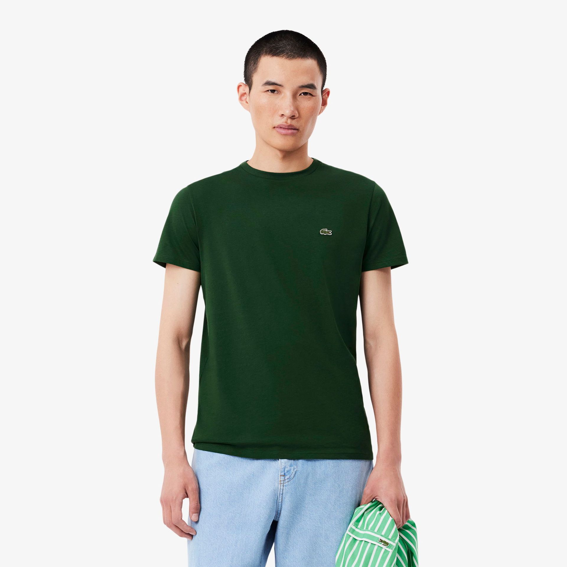 Lacoste Męski T-Shirt Z Okrągłym Dekoltem Z Dżerseju Z Bawełny Pima