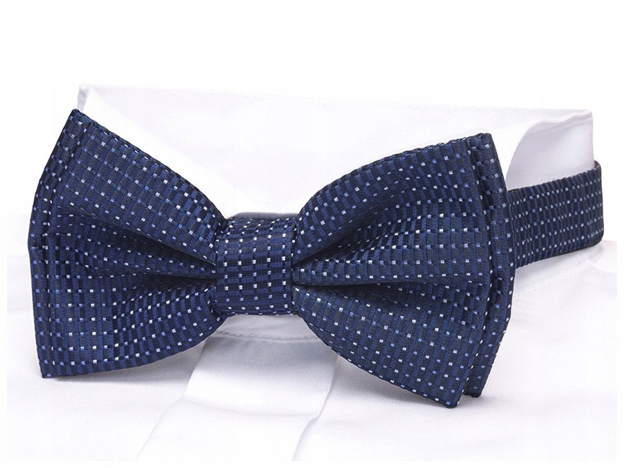 ŻAKARDOWA MUSZKA + PUDEŁKO Mucha do Koszuli Mikrofibra Greg GRANATOWA mz38