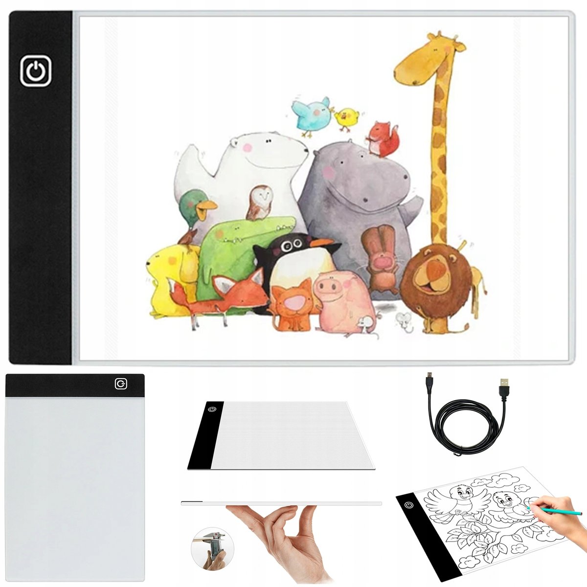 ULTRACIENKI PRZENOŚNY PODŚWIETLANY PANEL LED A4 TABLET DO RYSOWANIA