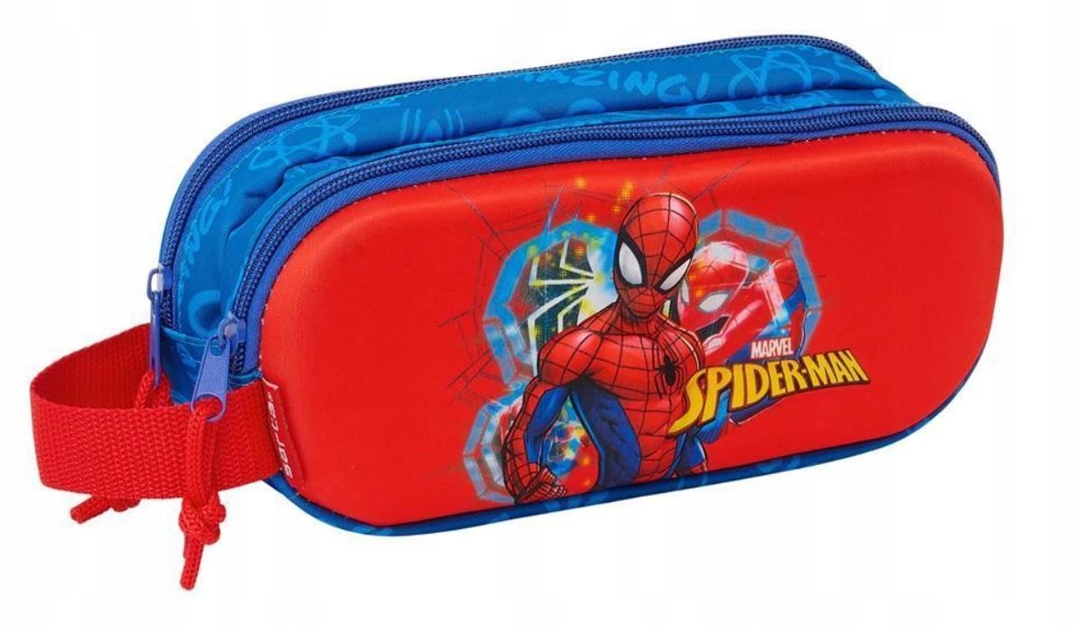 Piórnik szkolny podwójny Spiderman 3D saszetka