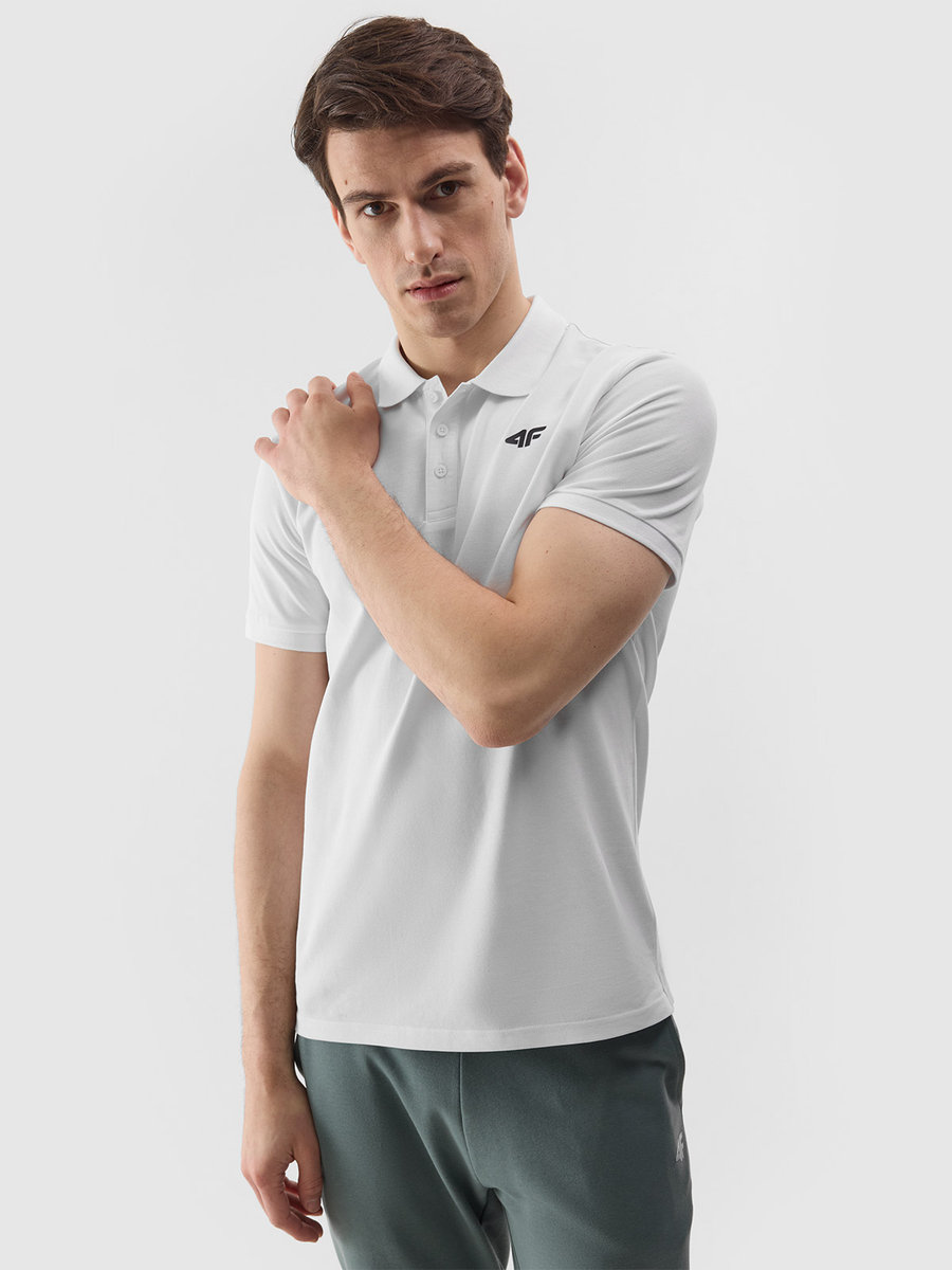 Koszulka polo regular gładka męska 4F 4FWSS24TPTSM130-10S Biały