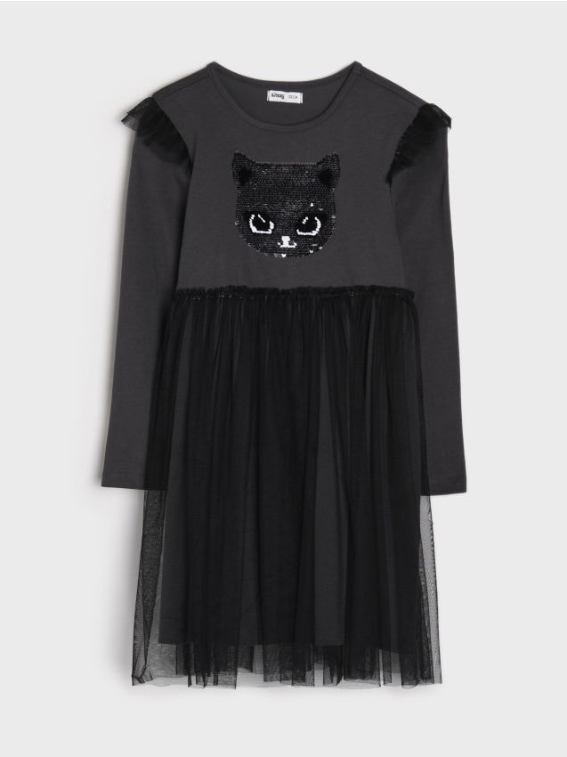 Sinsay - Sukienka z tiulem - szary