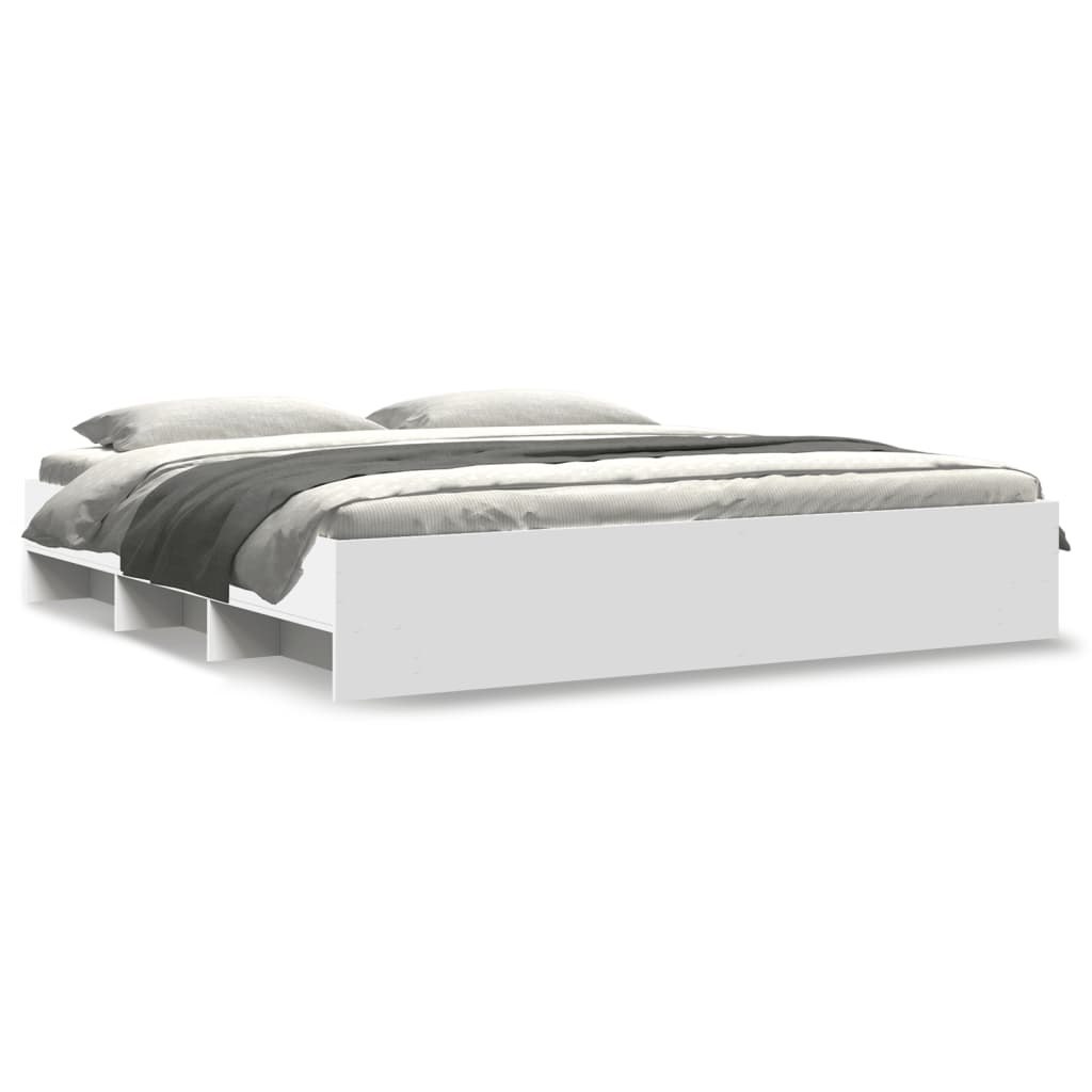 Rama łóżka, biała, 200x200 cm, materiał drewnopochodny