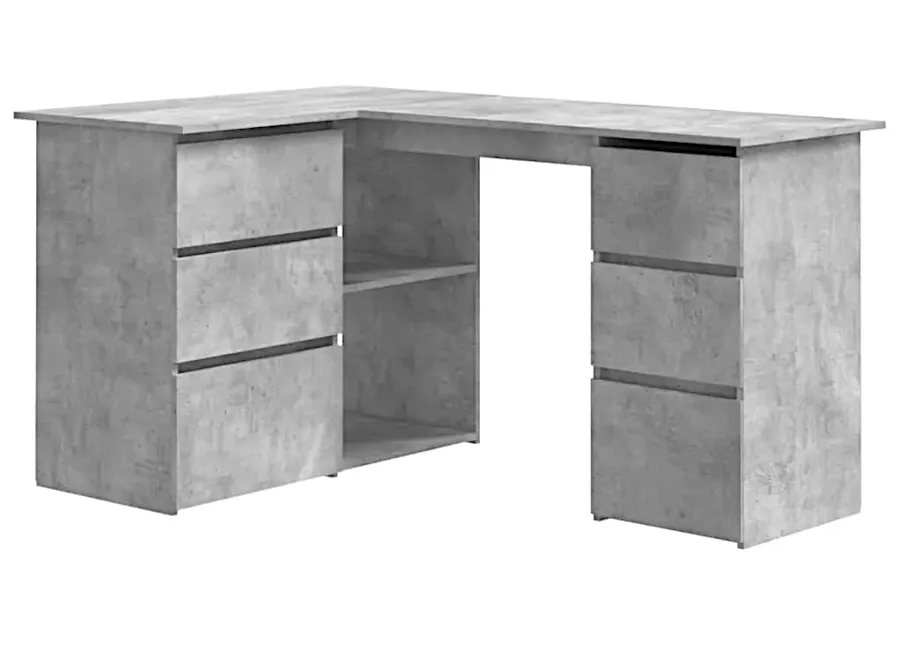 Elior Szare biurko kątowe z szufladami beton B3-A10