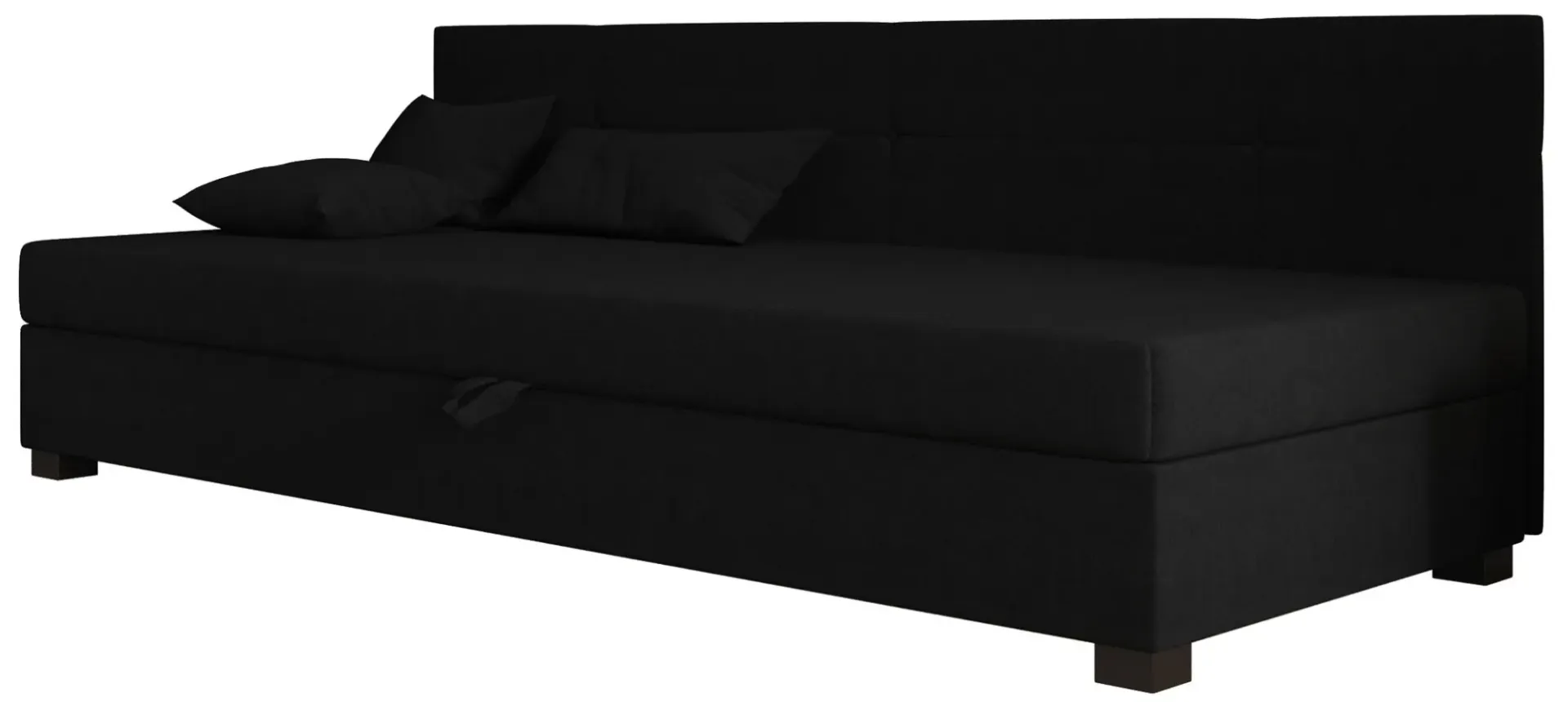 Czarny tapczan z pikowanym oparciem i pojemnikiem P4-P64