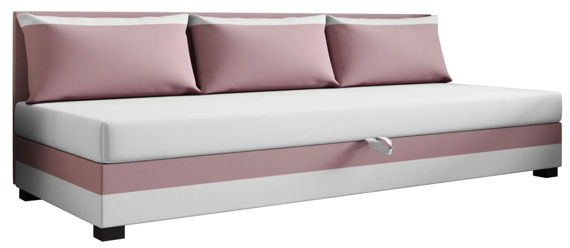 Klasyczny tapczan jednosobowy różowy + biały E0-B00