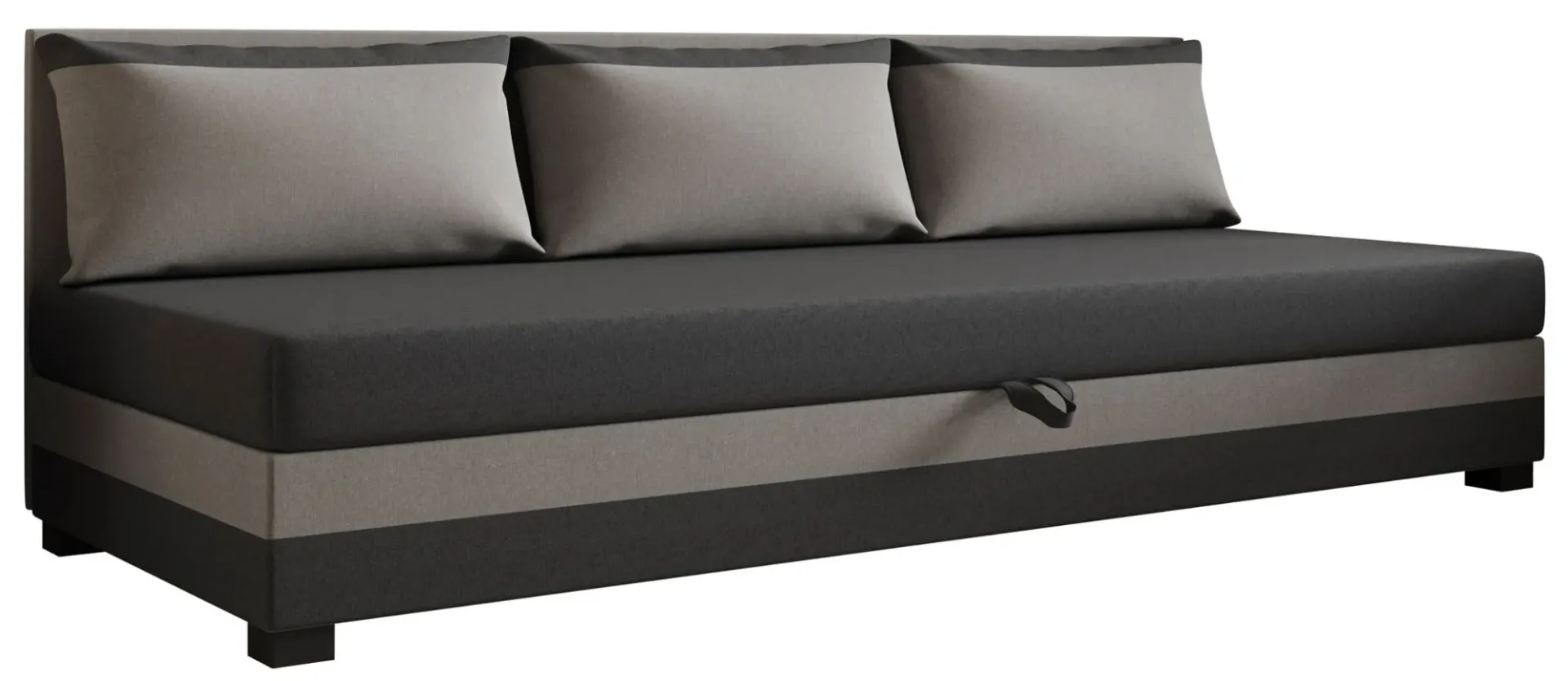 Klasyczny tapczan z 3 poduszkami jasny szary + ciemny szary B9-L52