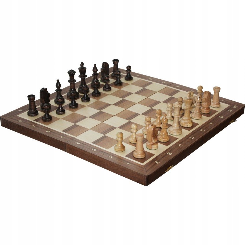 SZACHY TURNIEJOWE NR 5 - 48 cm (ORZECH, INTARSJA)