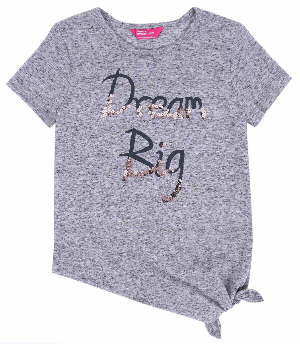 Szara, aymetryczna bluzka z wiązaniem DREAM BIG 3-4 lat 104 cm