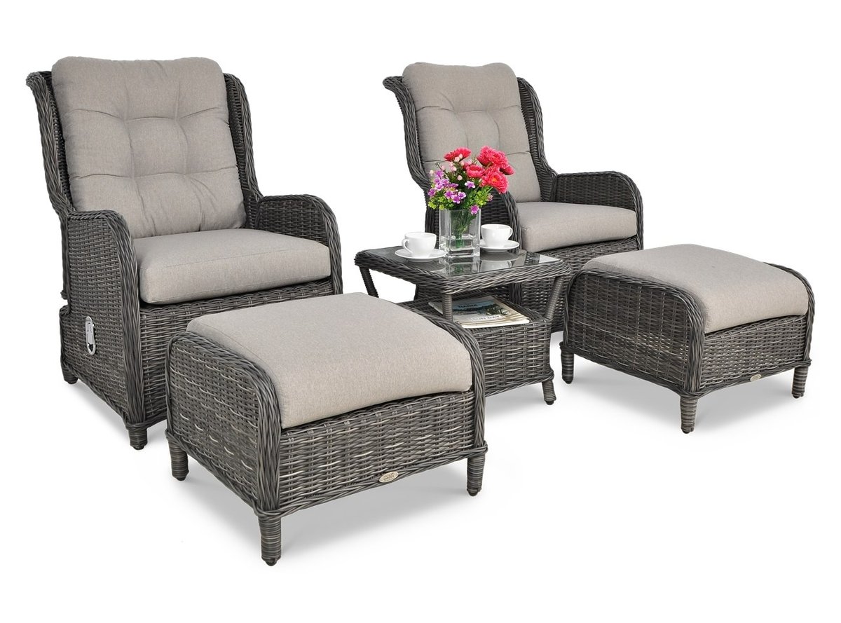 Zestaw mebli ogrodowych FOCUS GARDEN Sienna Duo Premium Dark Grey, szary, 5-elementowy