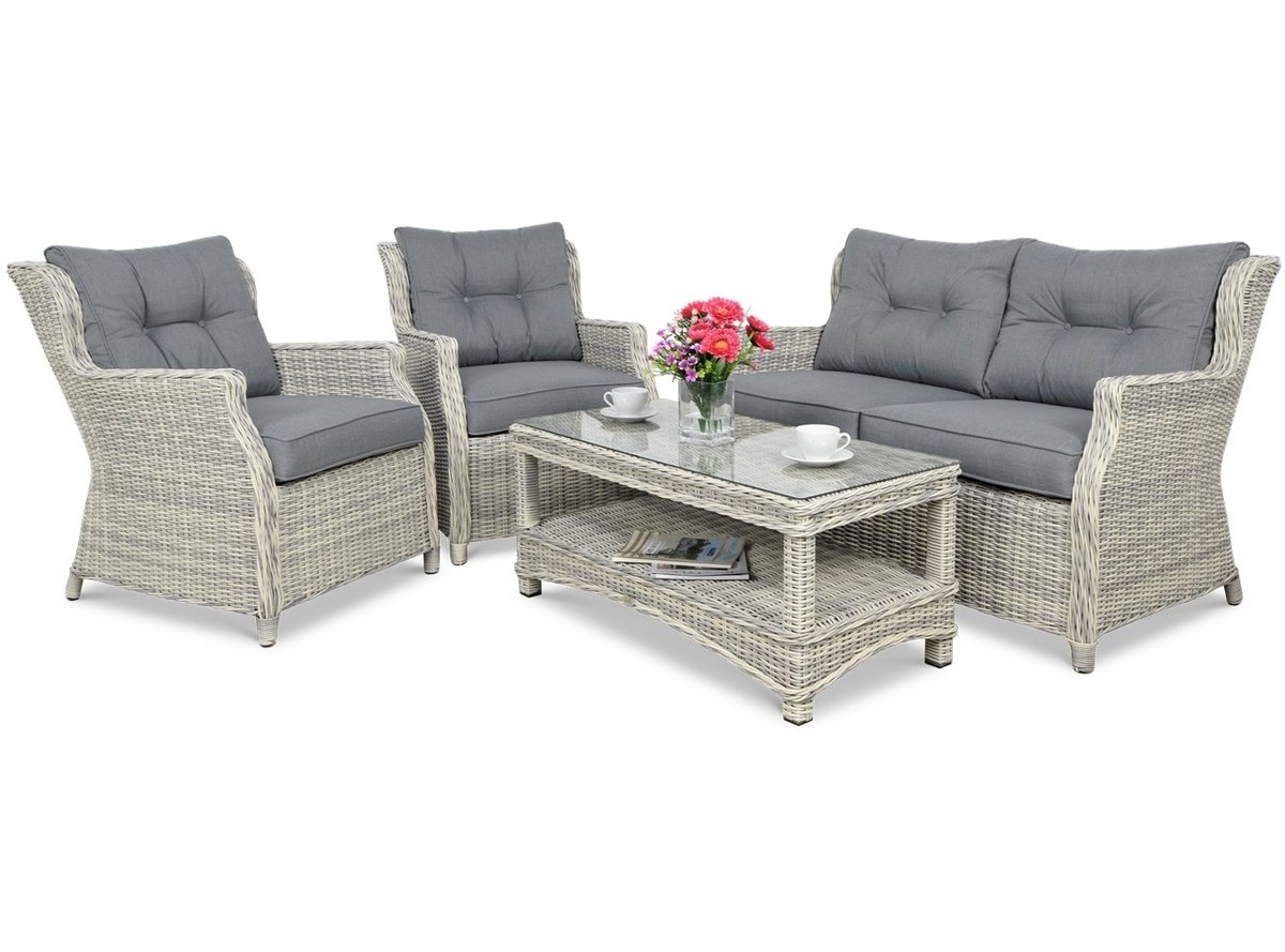 Zestaw mebli ogrodowych FOCUS GARDEN Trivento II White Grey, szary, 4-elementowy