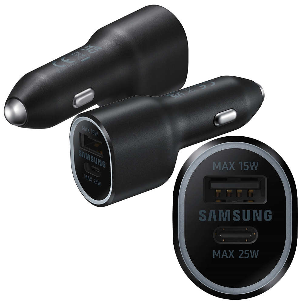 Oryginalna Ładowarka do samochodu Samsung EP-L4020NBEGEU USB + TYPE-C 15W/ 25W Czarna