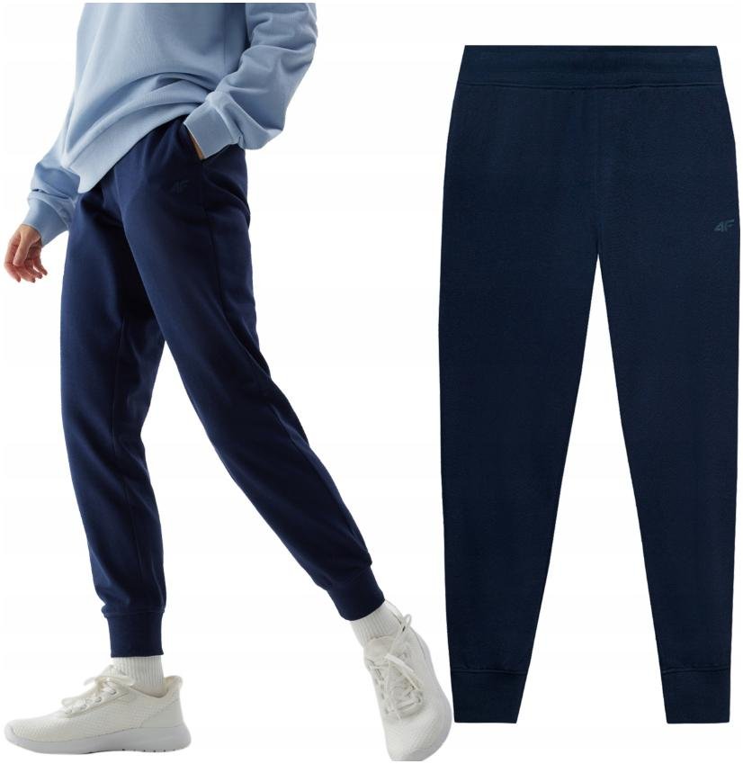 Damskie dresowe spodnie joggery 4F 4FWSS24TTROF606-31S Granatowy