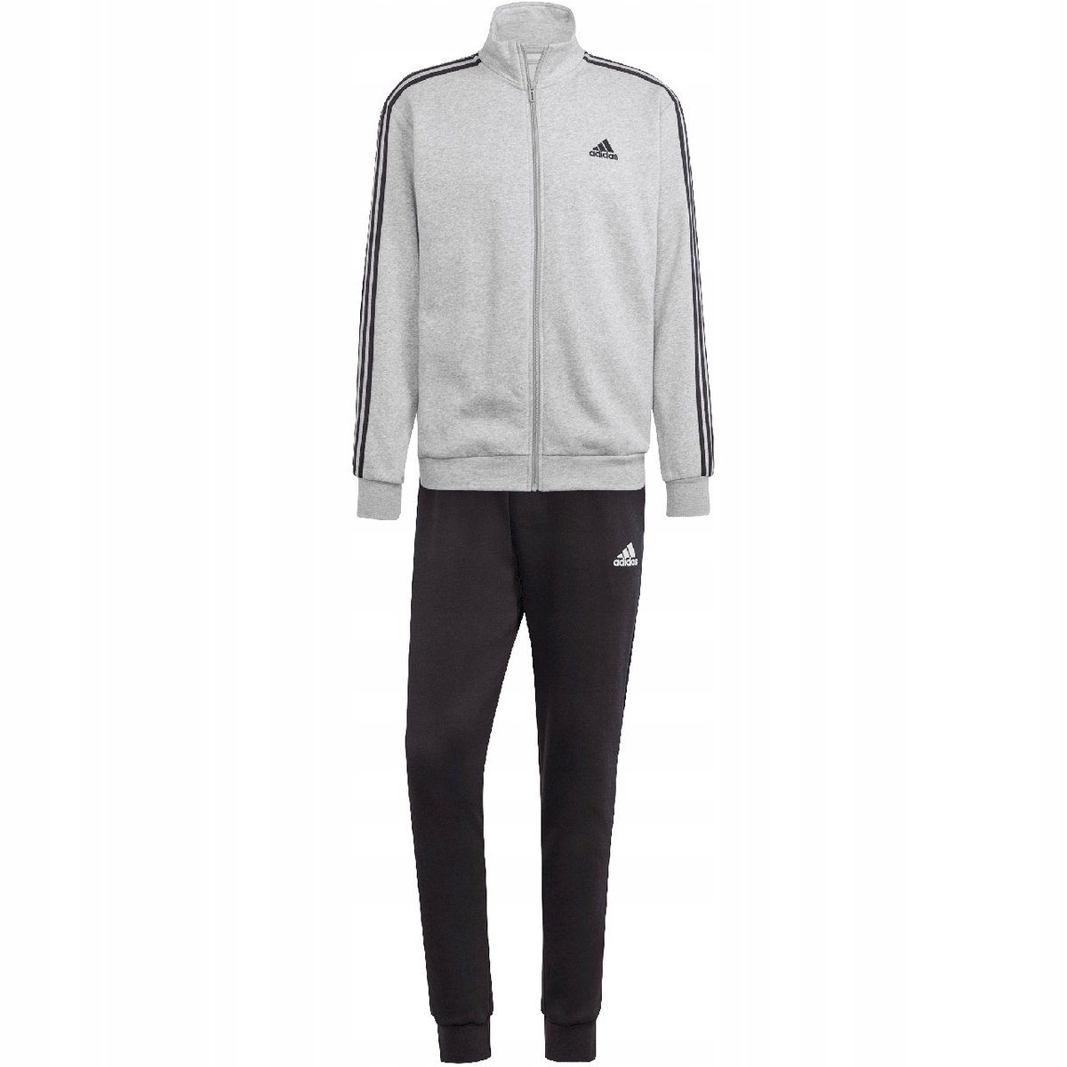 Dres męski adidas Basic 3-Stripes Fleece szaro-czarny IA3073 L