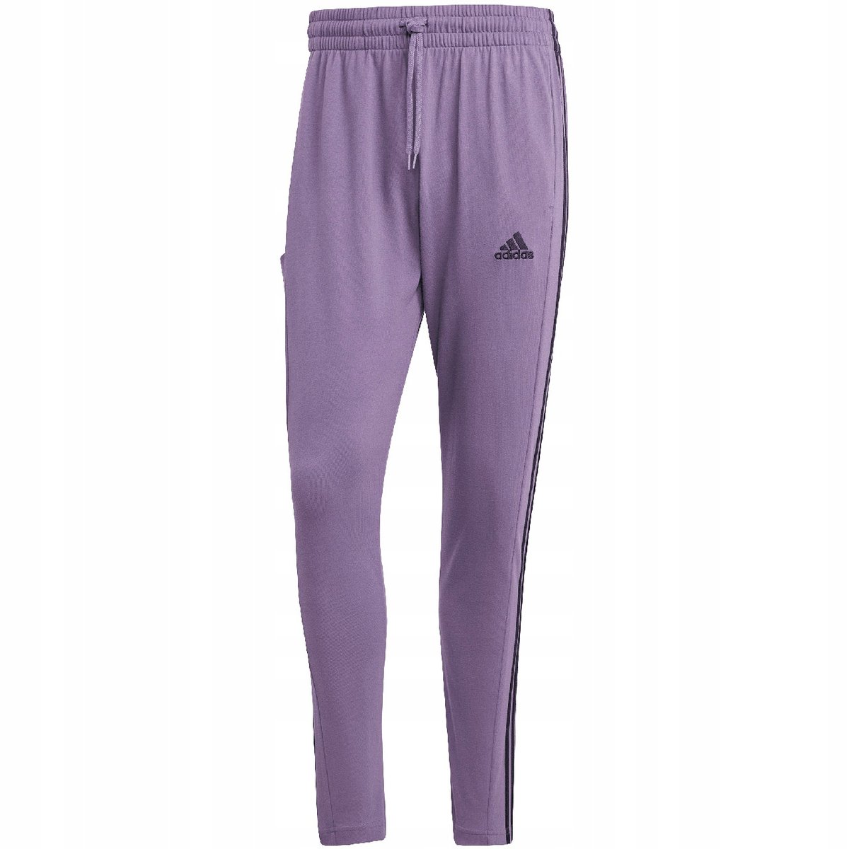 Spodnie męskie adidas Essentials Single Jersey Tapered Open Hem 3-Stripes f