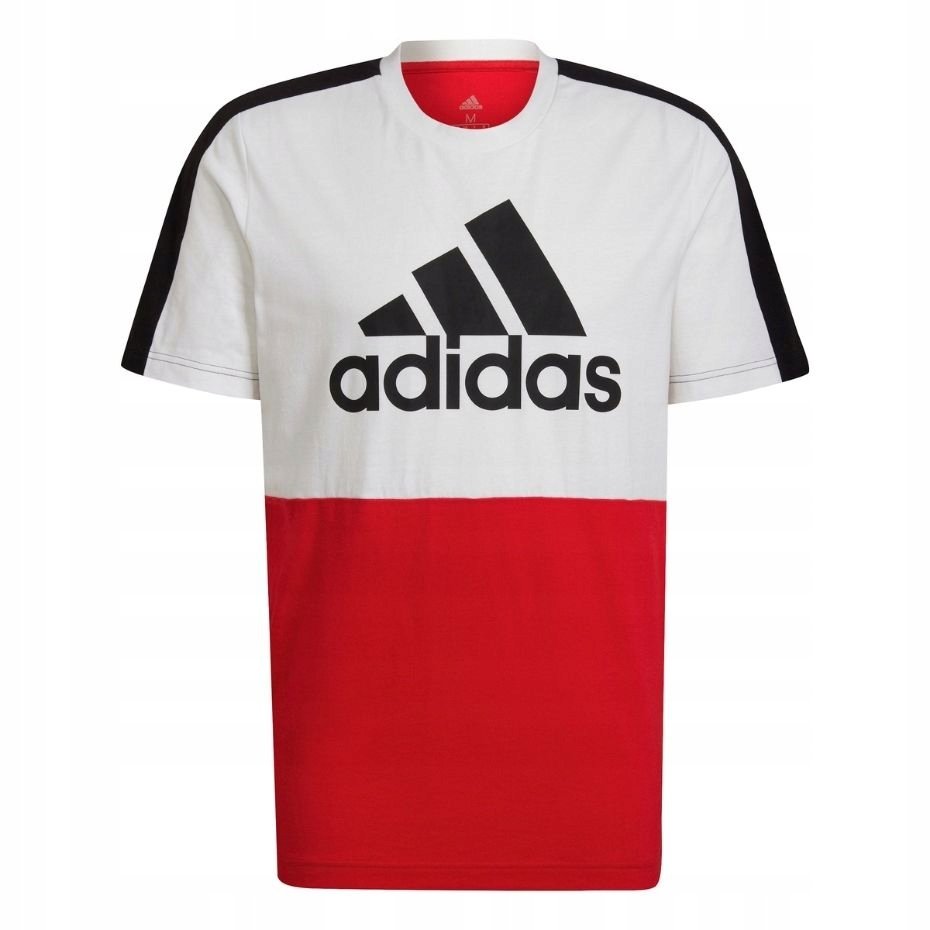 Koszulka męska adidas Essentials Colorblock Single Jersey Tee biało-czerwon