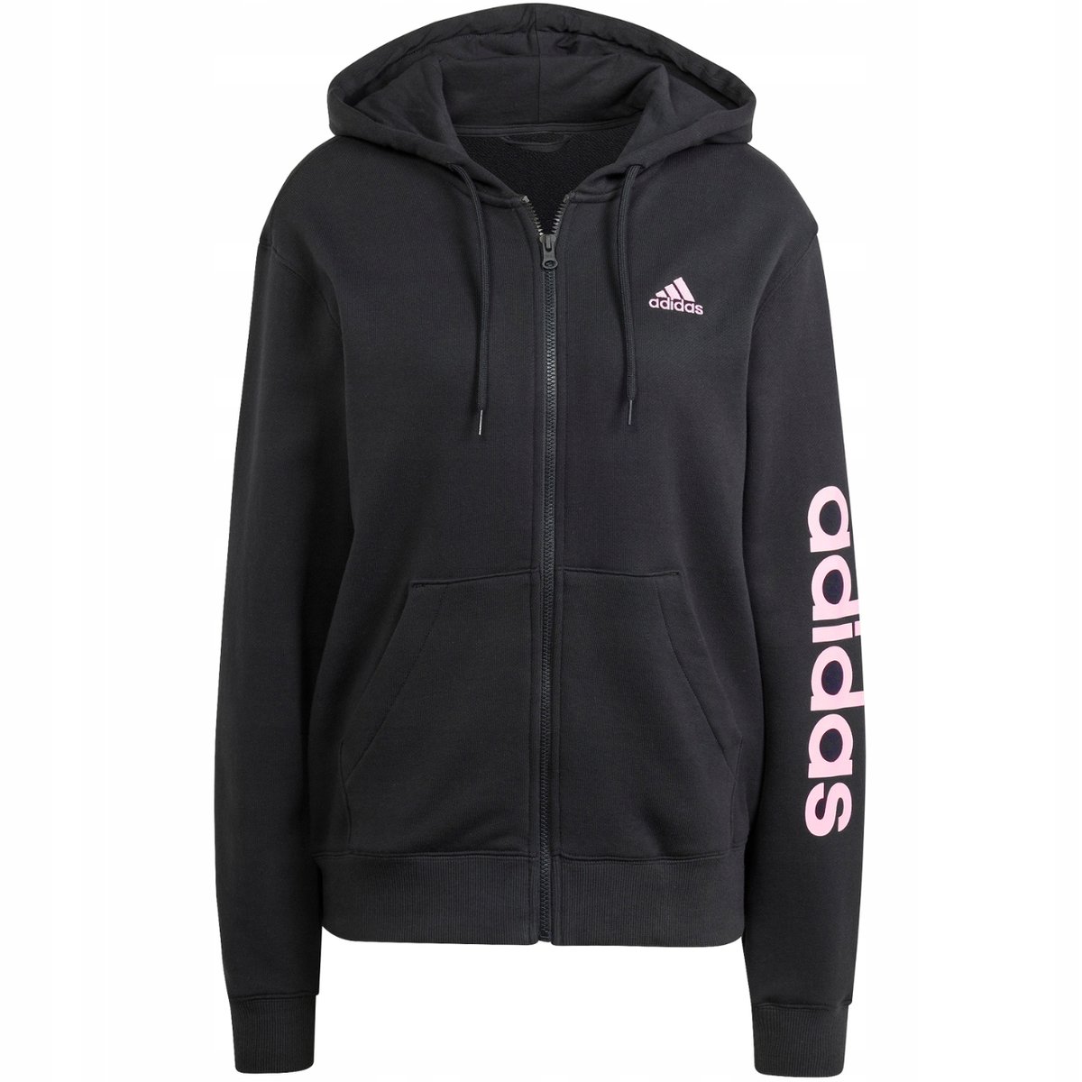 Bluza damska adidas Essentials Linear Full-Zip French Terry Hoodie czarna I