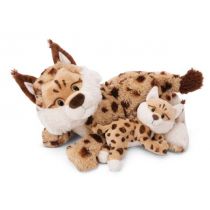 NICI 49812 Maskotka rysia mama 40cm i dziecko 20cm leżące GREEN