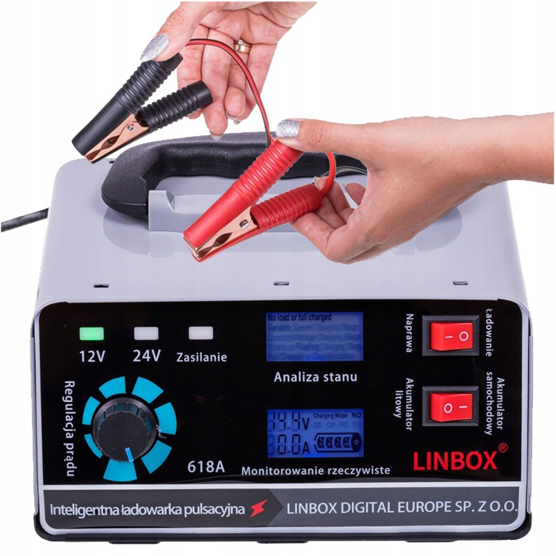 PROSTOWNIK samochodowy do akumulatorów AUTOMAT 24V 12V 30A funkcja naprawy