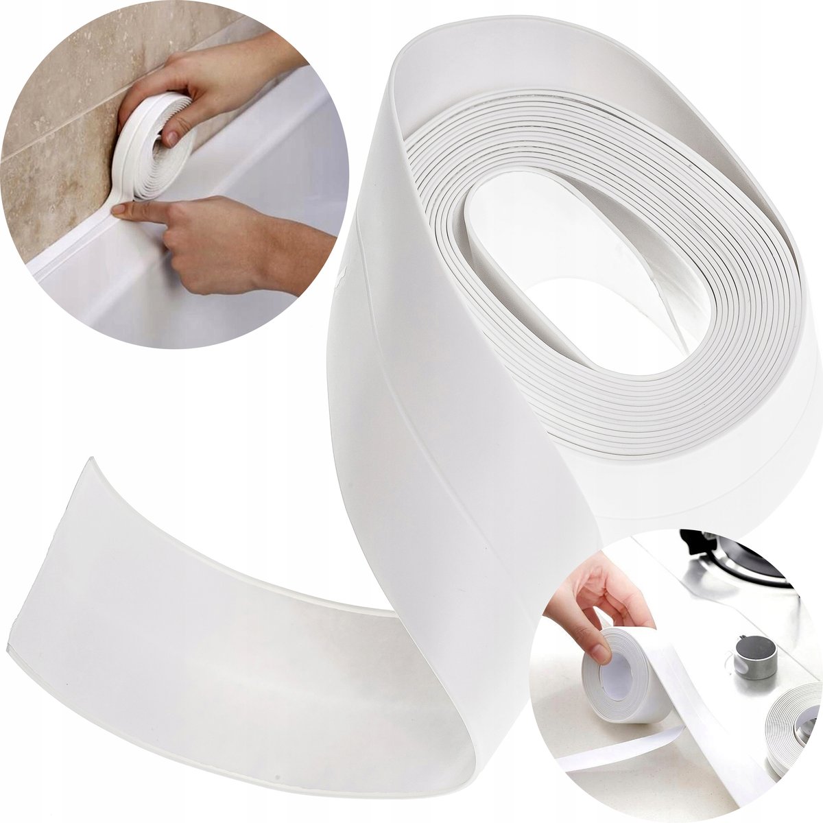 BIAŁA TAŚMA USZCZELNIAJĄCA do WANNY BRODZIKA UMYWALKI Uszczelka kolor BIAŁY