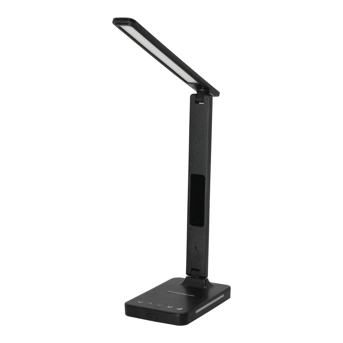 Lampka Biurkowa LED 7W CZARNA Wyświetlacz Ładowarka Indukcyjna Q1 Alarm USB