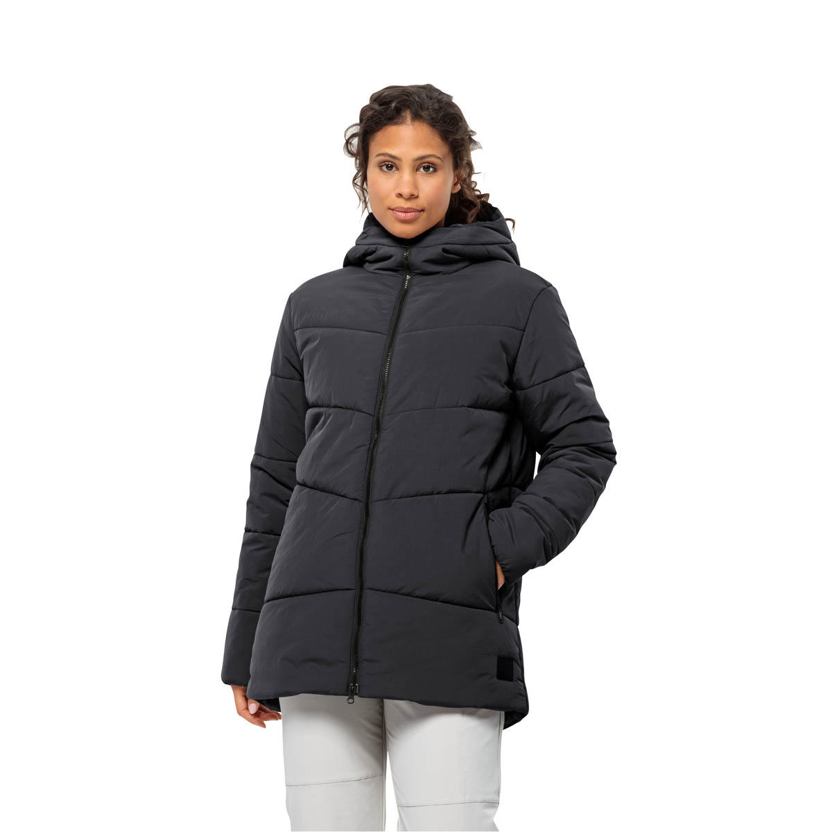 Damski płaszcz zimowy Jack Wolfskin KAROLINGER LONG JKT W Phantom - M