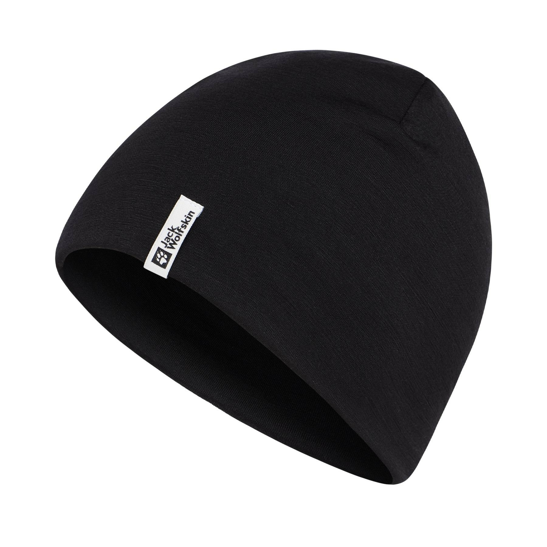 Czapka merino Jack Wolfskin MERINO BEANIE black - ONE SIZE