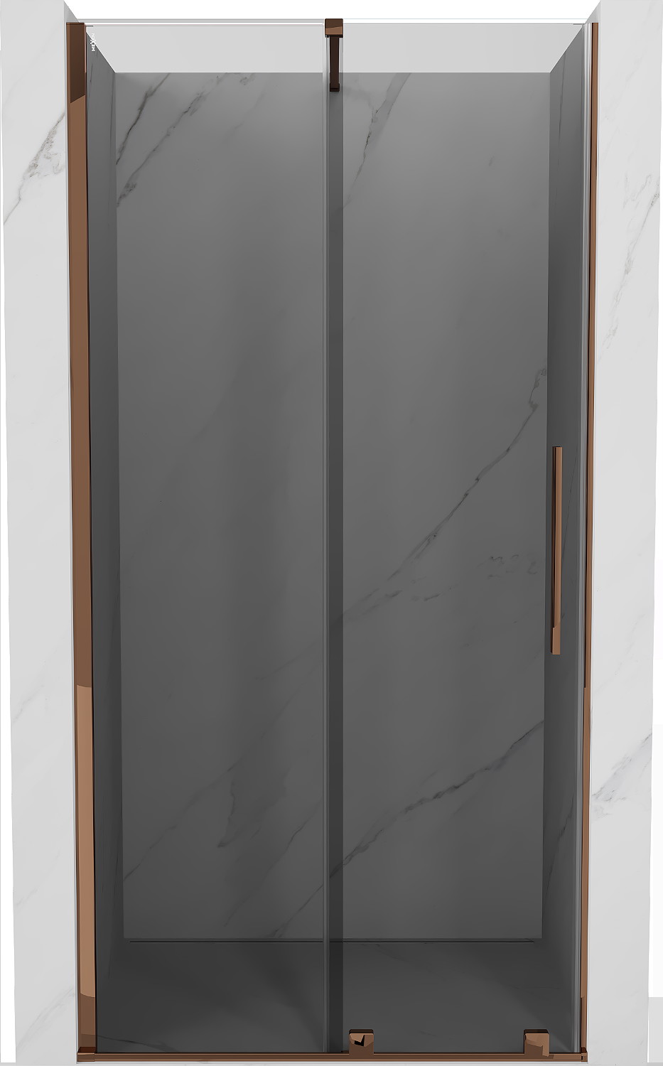 Mexen Velar drzwi prysznicowe rozsuwane 110 cm, grafit, różowe złoto - 871-110-000-41-60