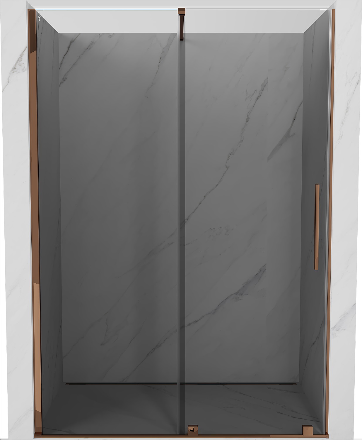 Mexen Velar drzwi prysznicowe rozsuwane 130 cm, grafit, różowe złoto - 871-130-000-41-60