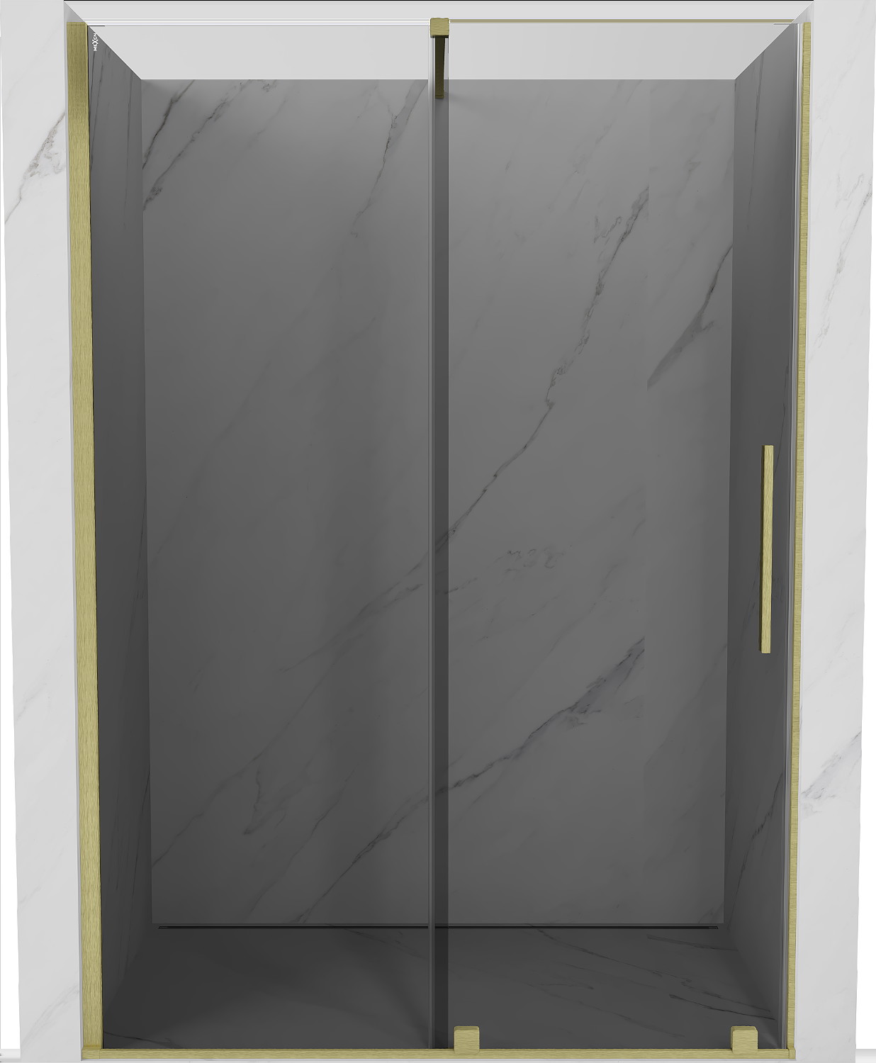 Mexen Velar drzwi prysznicowe rozsuwane 140 cm, grafit, złote szczotkowane - 871-140-000-41-55