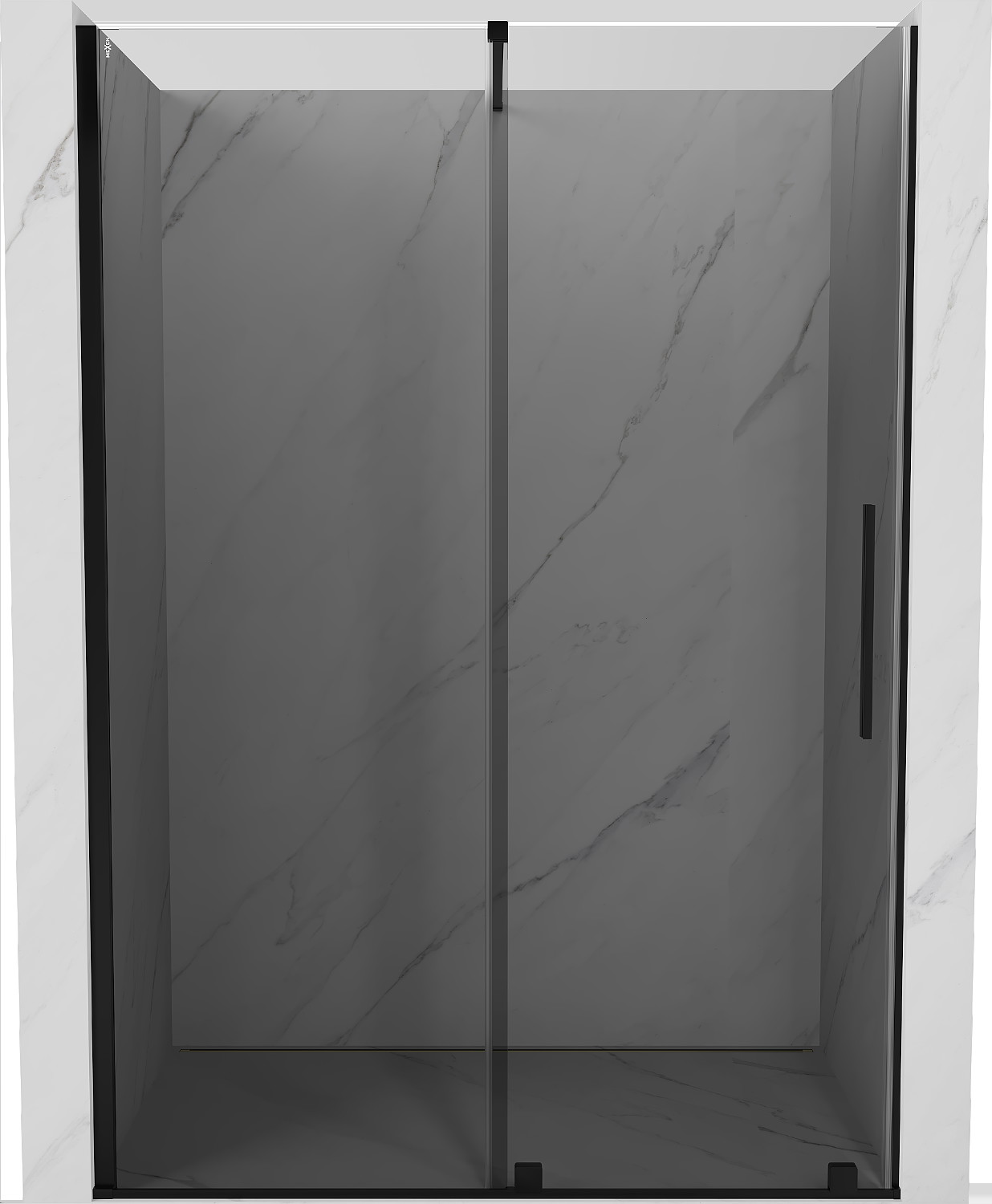 Mexen Velar drzwi prysznicowe rozsuwane 150 cm, grafit, czarne - 871-150-000-41-70
