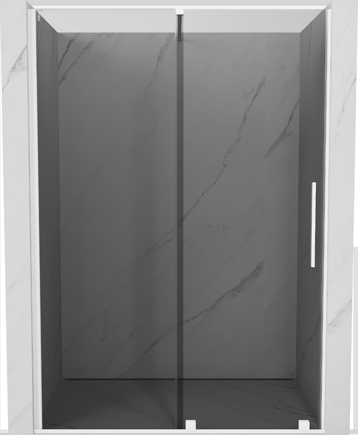 Mexen Velar drzwi prysznicowe rozsuwane 150 cm, grafit, białe - 871-150-000-41-20
