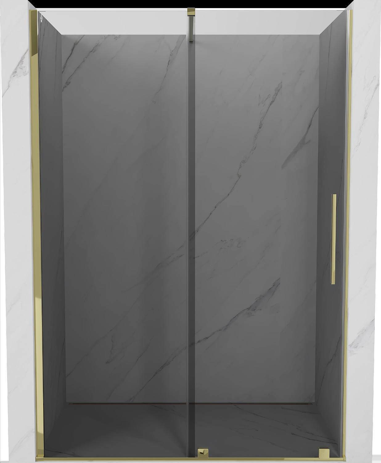 Mexen Velar drzwi prysznicowe rozsuwane 140 cm, grafit, złote - 871-140-000-41-50